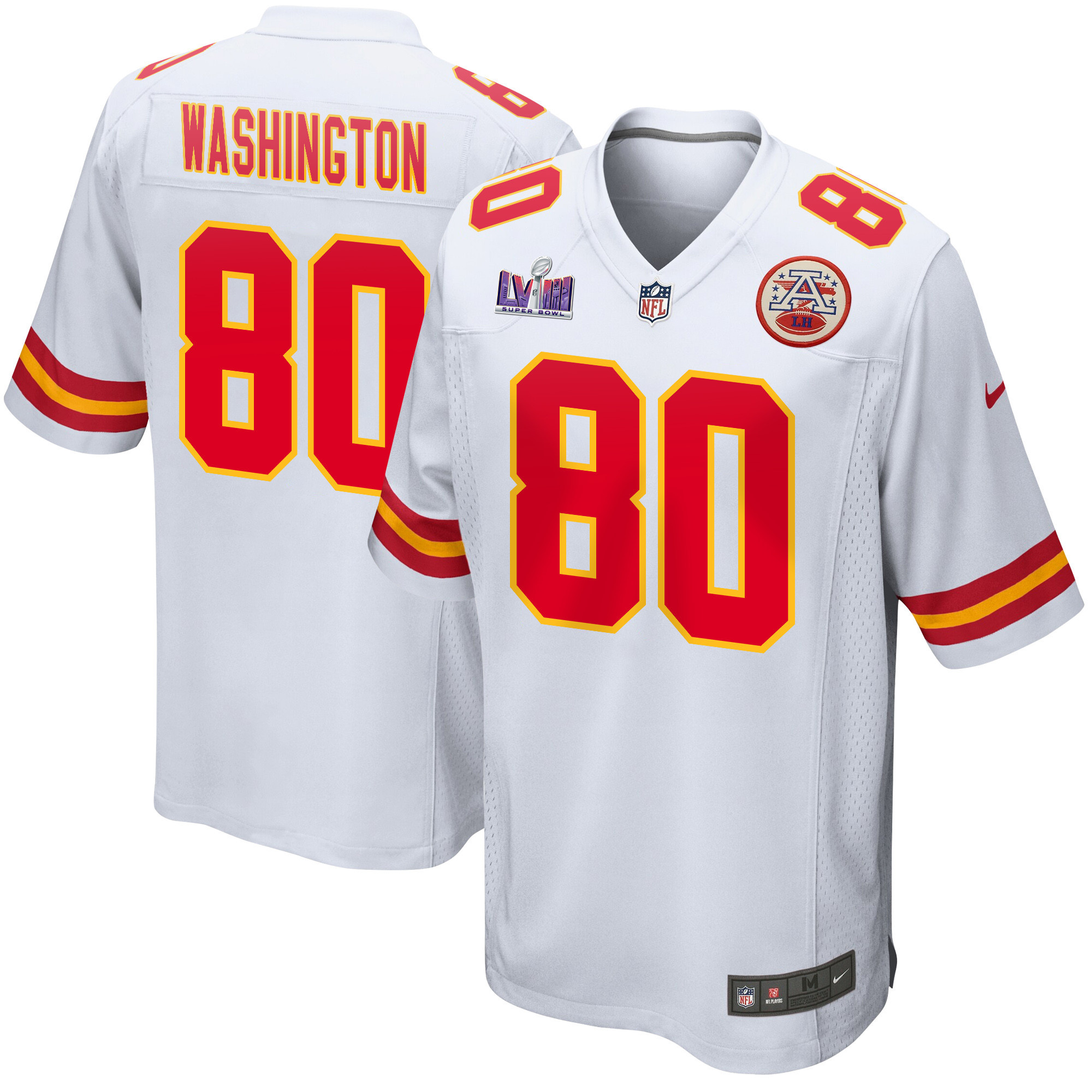 Montrell Washington 80 Kansas City Chiefs Super Bowl Lviii Patch Game Men Jersey - White Js8185