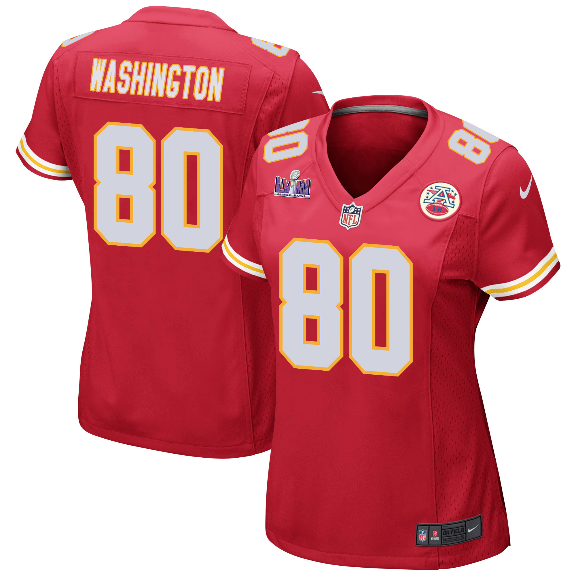 Montrell Washington 80 Kansas City Chiefs Super Bowl Lviii Patch Game Women Jersey - Red Js8984