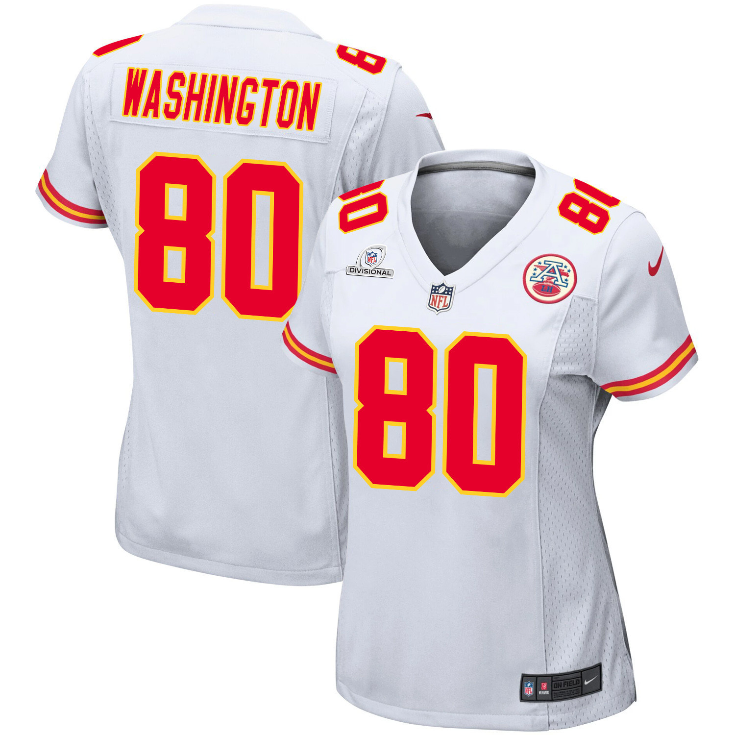 Montrell Washington 80 Kansas City Chiefs Super Bowl Lviii Patch Game Women Jersey - White Js6291