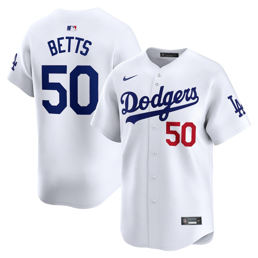Mookie Betts 50 Los Angeles Dodgers Home Limited Player Men Jersey - White