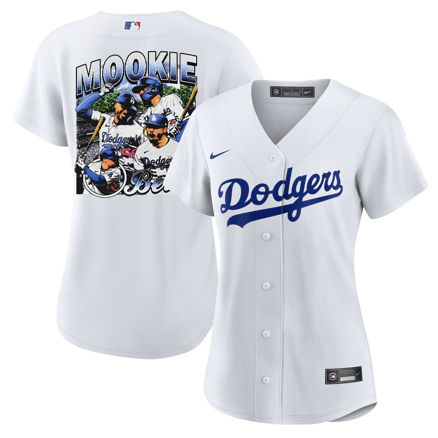 Mookie Betts 50 Los Angeles Dodgers Stadium 2023 Home Player Women Jersey - White