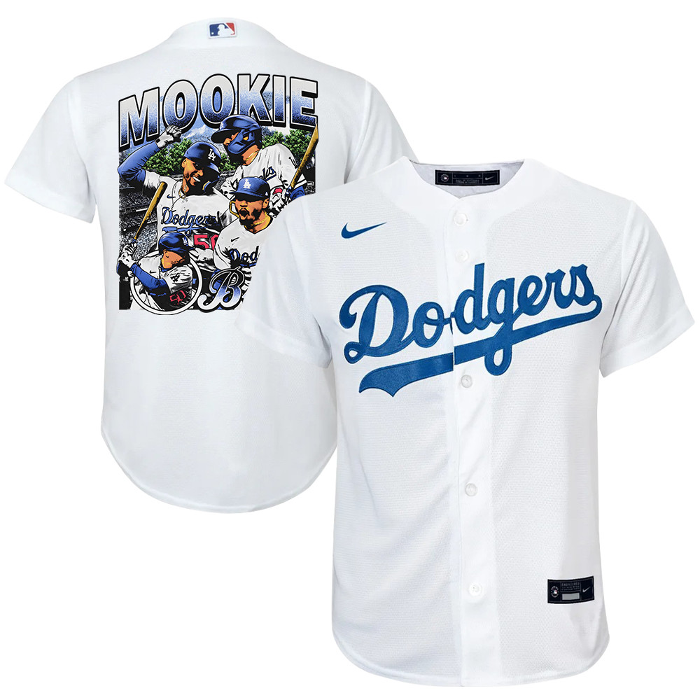 Mookie Betts 50 Los Angeles Dodgers Stadium 2023 Home Player Youth Jersey - White