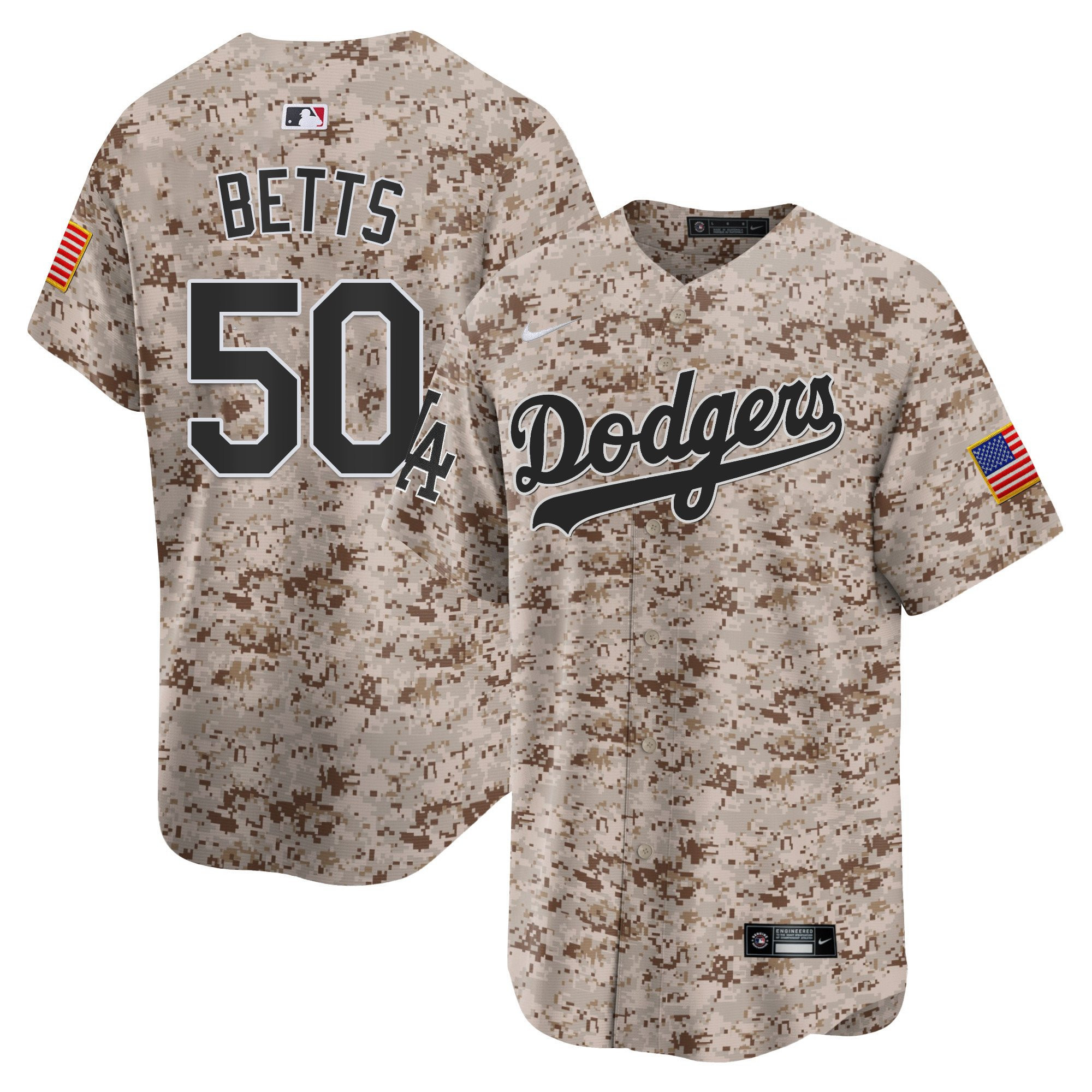 Mookie Betts 50 Los Angeles Dodgers Usmc Alternate Limited Men Jersey - Desert