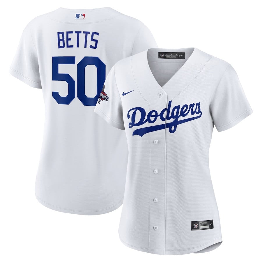 Mookie Betts 50 Los Angeles Dodgers Women's 2024 World Series Champions Home Player Jersey - White