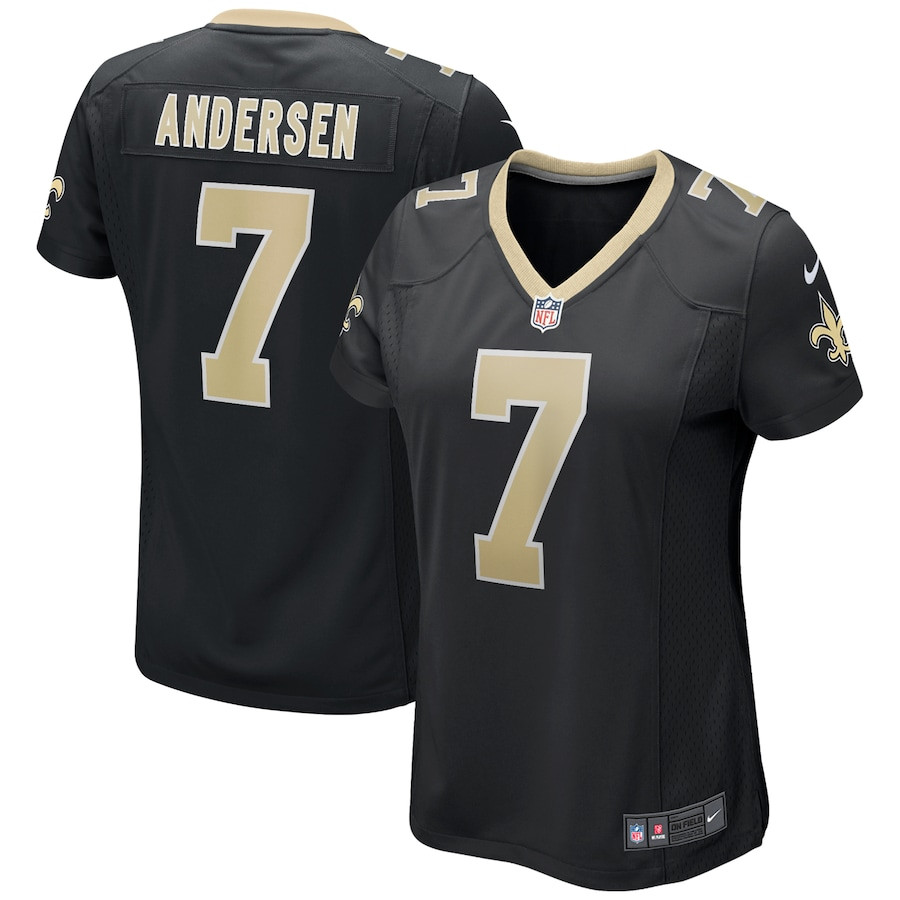 Morten Andersen 7 New Orleans Saints Women Game Retired Jersey - Black Js7387