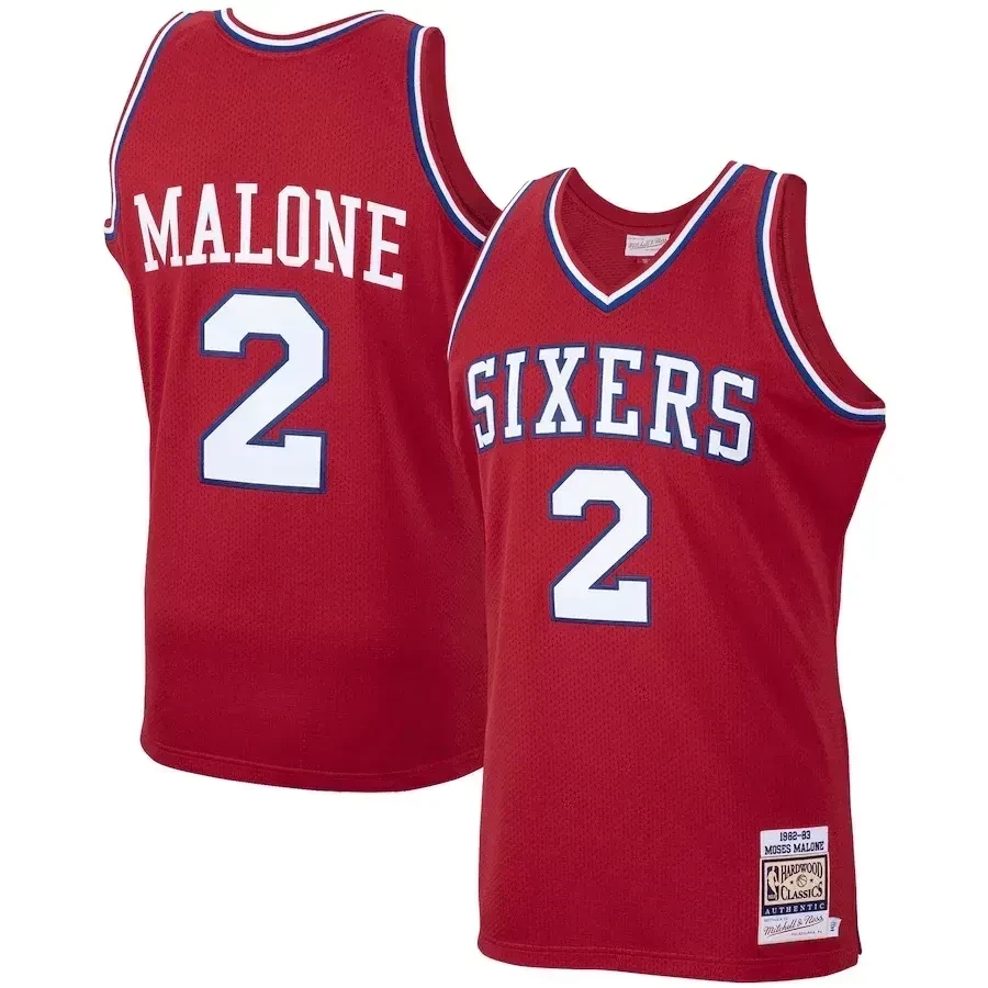 Moses Malone Philadelphia 76ers Mitchell & Ness 1982-83 Hardwood Classics Player Jersey - Red