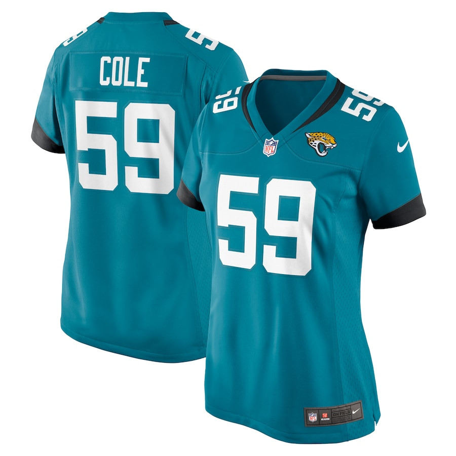 Myles Cole 59 Jacksonville Jaguars Women's Game Jersey - Teal Js8584