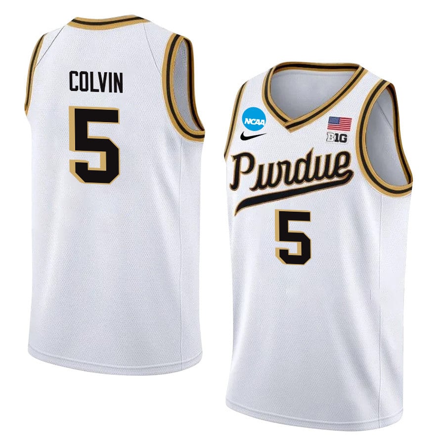 Myles Colvin 5 Purdue Boilermakers 2024 Men's Basketball Jersey - White, Unisex Jersey