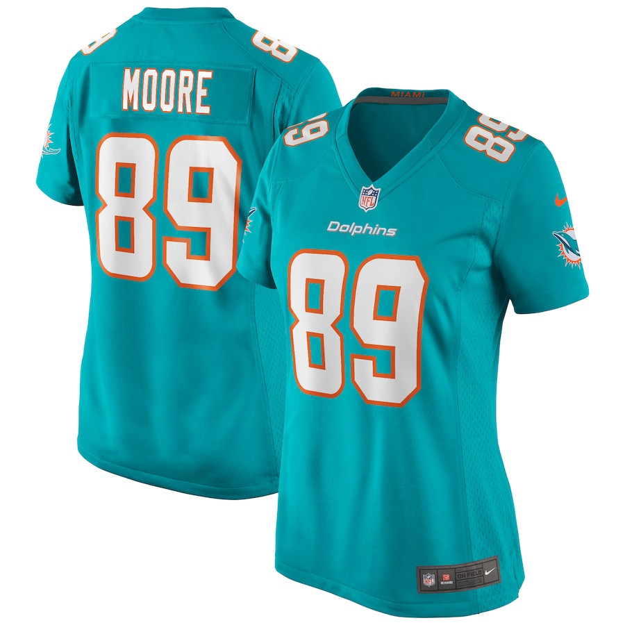 Nat Moore 89 Miami Dolphins Women Game Retired Jersey - Aqua Js7190