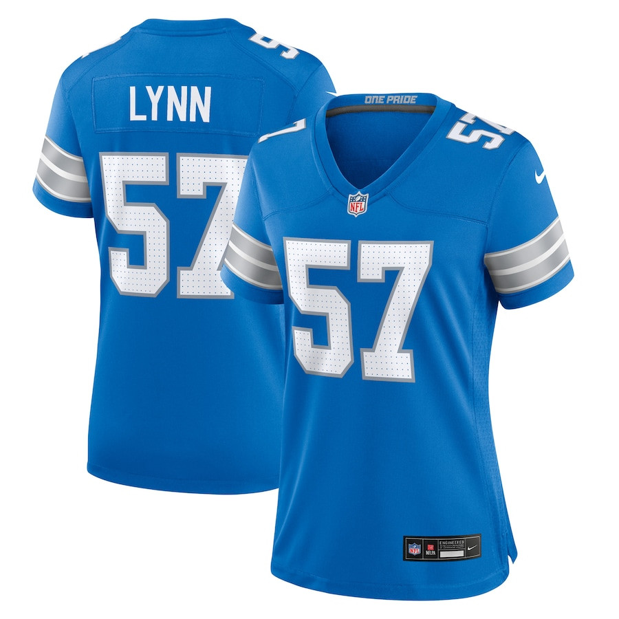 Nate Lynn 57 Detroit Lions Women's Game Jersey - Blue Js3021