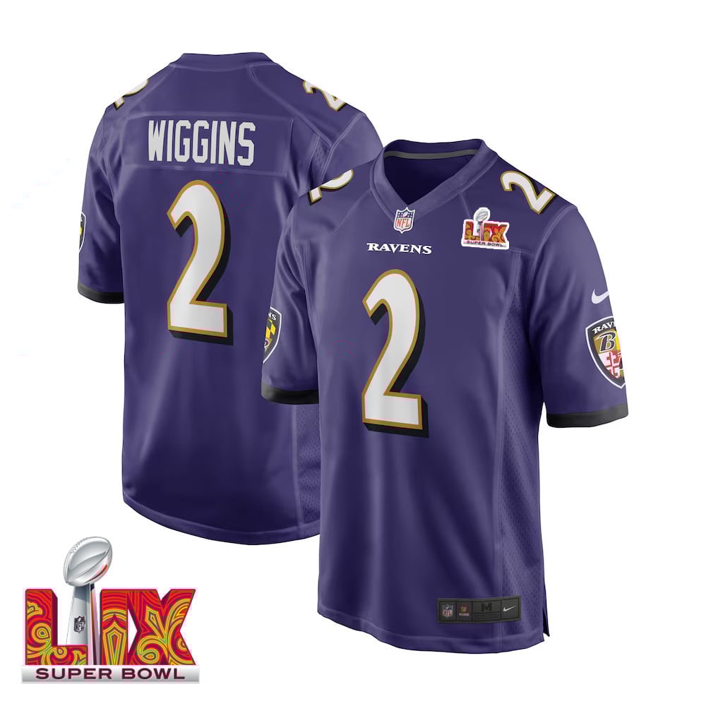 Nate Wiggins #2 Baltimore Ravens Super Bowl Lix Jersey - Men's - Purple Js4925