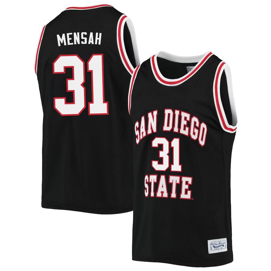 Nathan Mensah 31 San Diego State Aztecs 2023 Basketball Jersey- Men Black