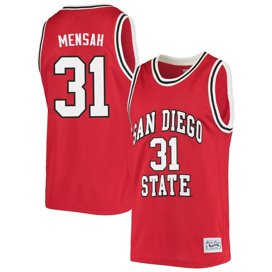 Nathan Mensah 31 San Diego State Aztecs 2023 Basketball Jersey- Men Red