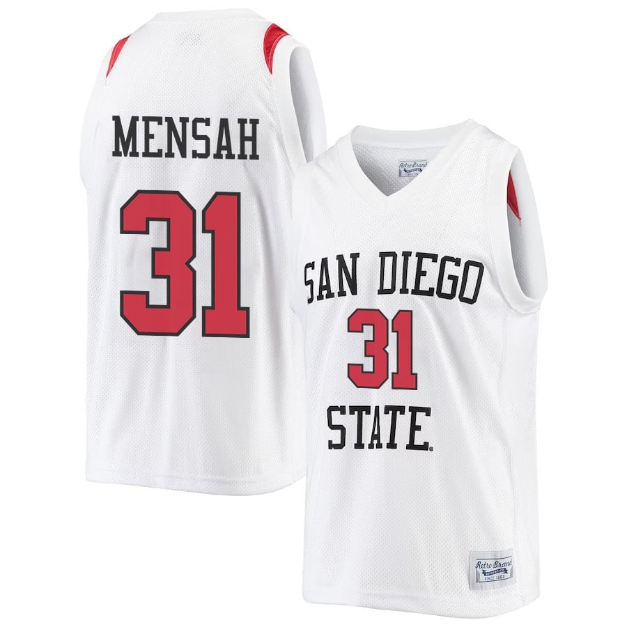 Nathan Mensah 31 San Diego State Aztecs 2023 Basketball Jersey- Men White