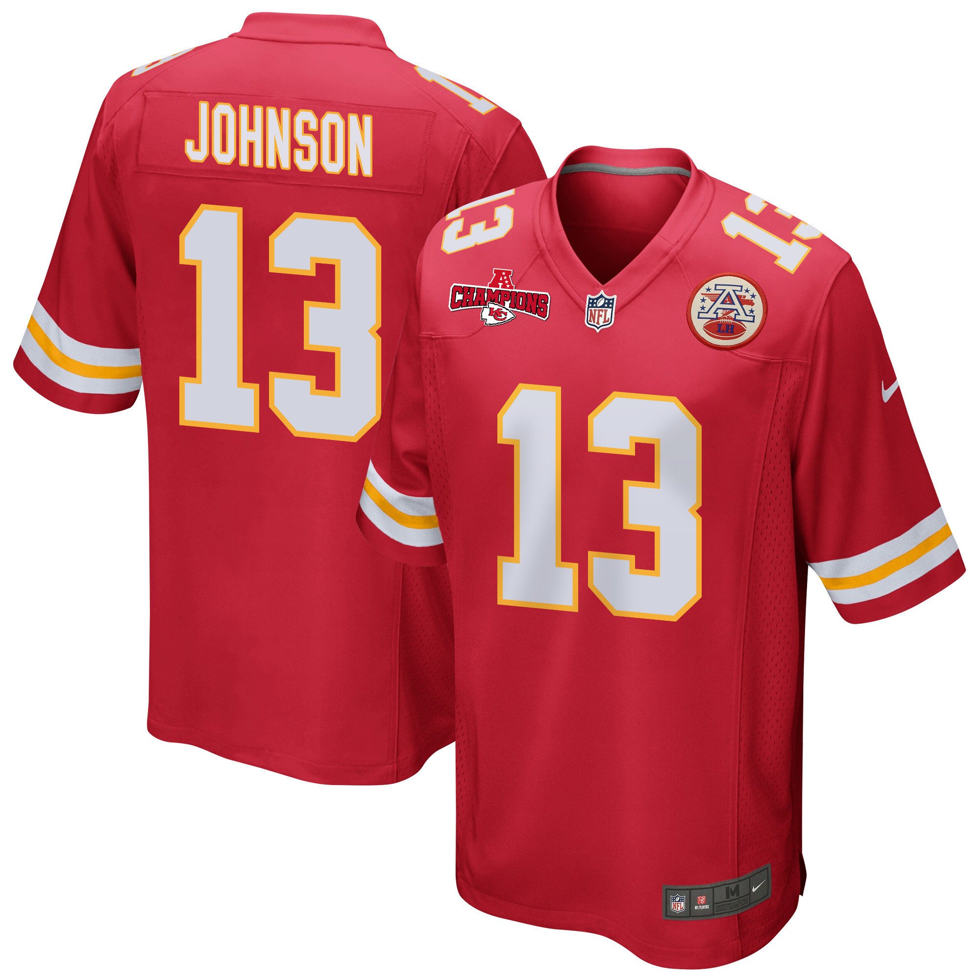 Nazeeh Johnson 13 Kansas City Chiefs Afc Champions Patch Game Men Jersey - Red Js4303