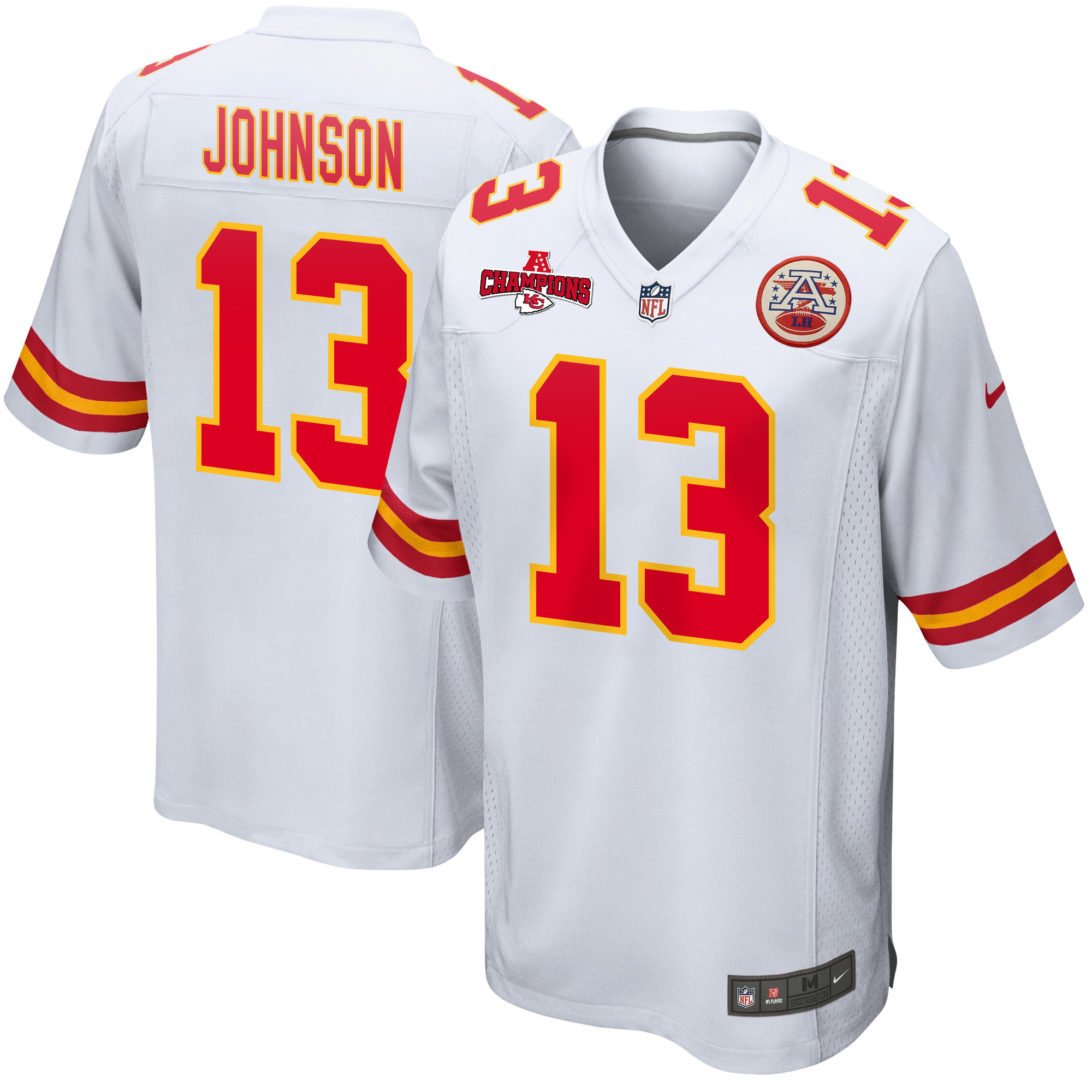 Nazeeh Johnson 13 Kansas City Chiefs Afc Champions Patch Game Men Jersey - White Js5063