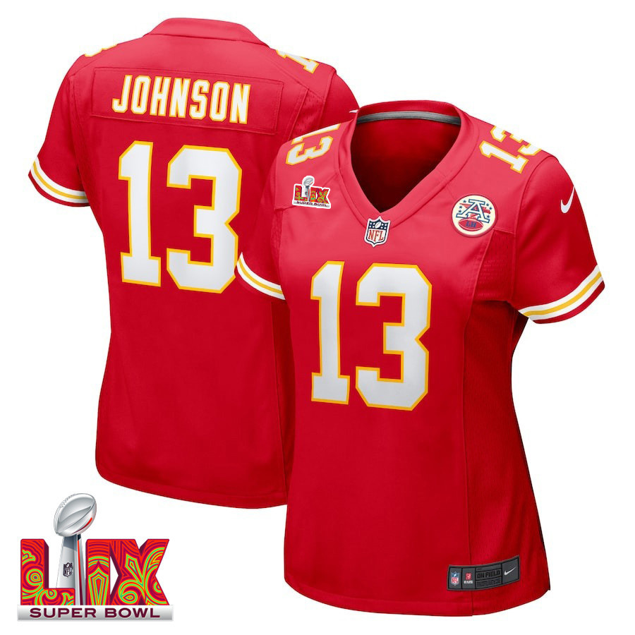 Nazeeh Johnson #13 Kansas City Chiefs Super Bowl Lix Women's Jersey - Red Js9548