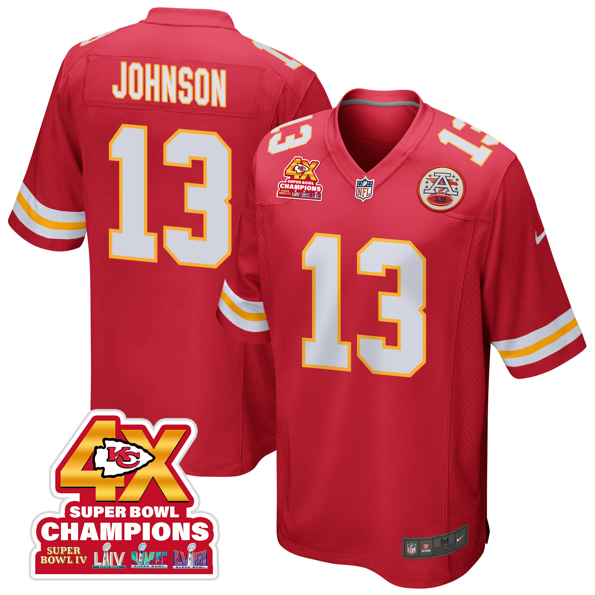 Nazeeh Johnson 13 Kansas City Chiefs Super Bowl Lviii Champions 4x Game Men Jersey - Red Js9770