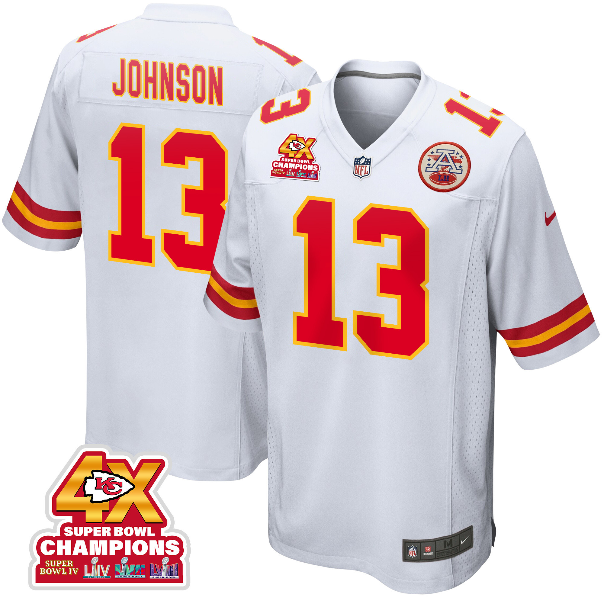 Nazeeh Johnson 13 Kansas City Chiefs Super Bowl Lviii Champions 4x Game Men Jersey - White Js4064