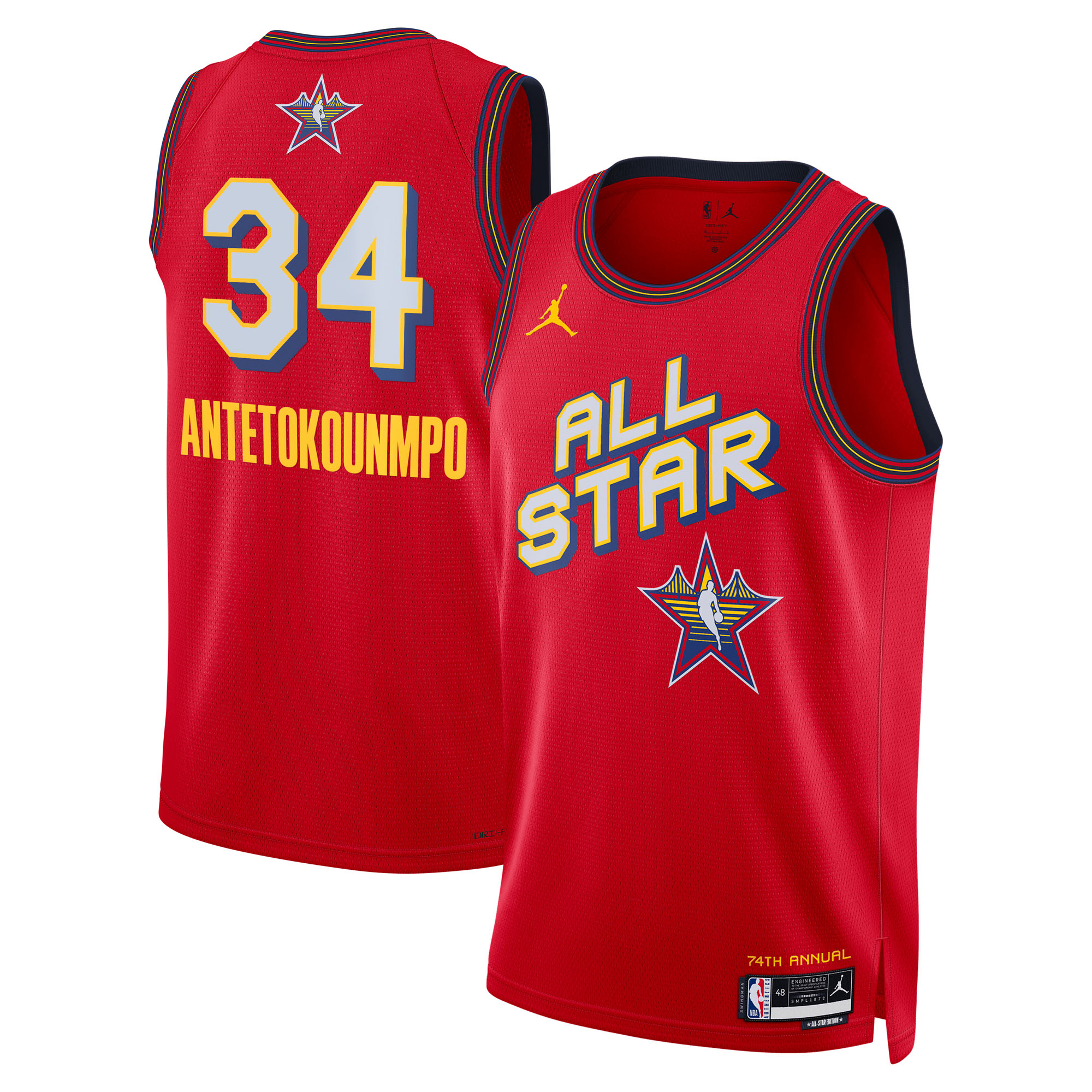 Nba Jordan Brand All Star 2025 Swingman Jersey - Red - Giannis Antetokounmpo - Unisex