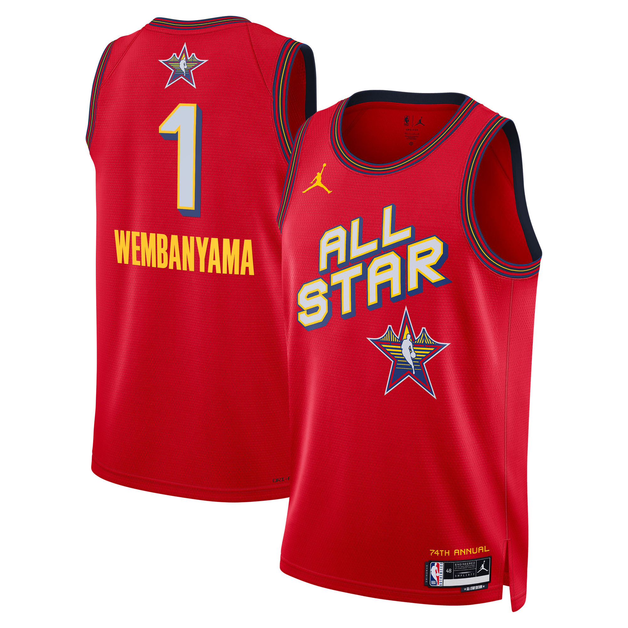 Nba Jordan Brand All Star 2025 Swingman Jersey - Red - Victor Wembanyama - Unisex