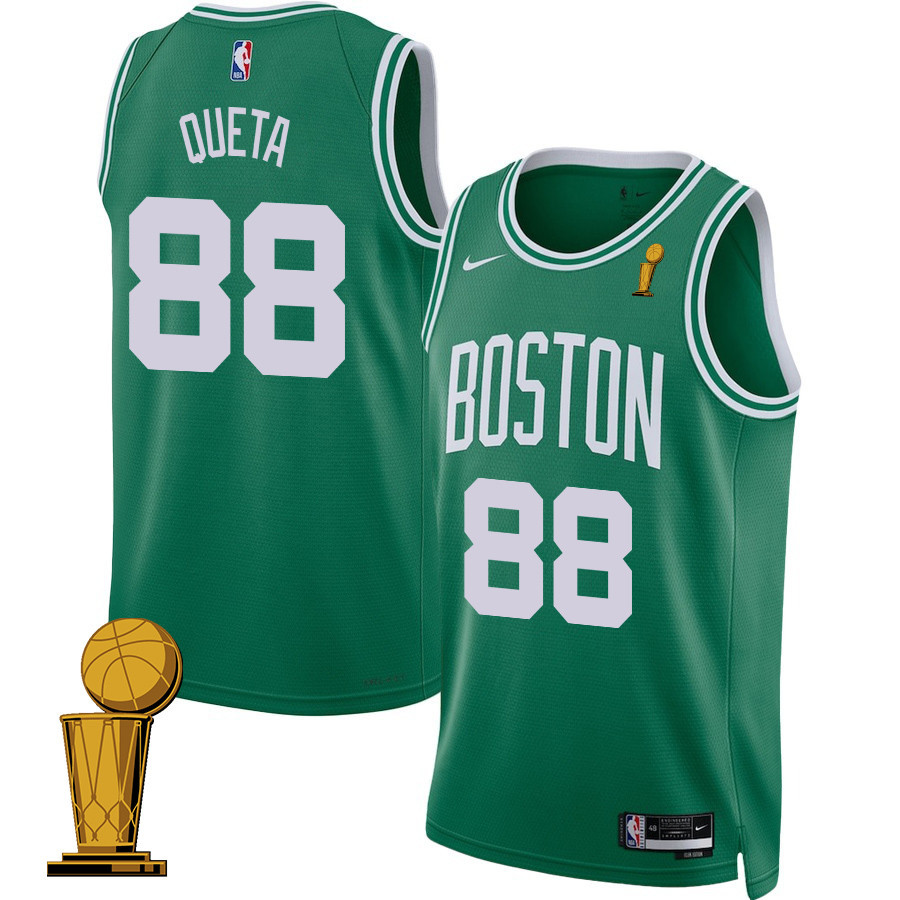 Neemias Queta 88 Boston Celtics 2024 Finals Champions Jersey - Icon Edition - Kelly Green