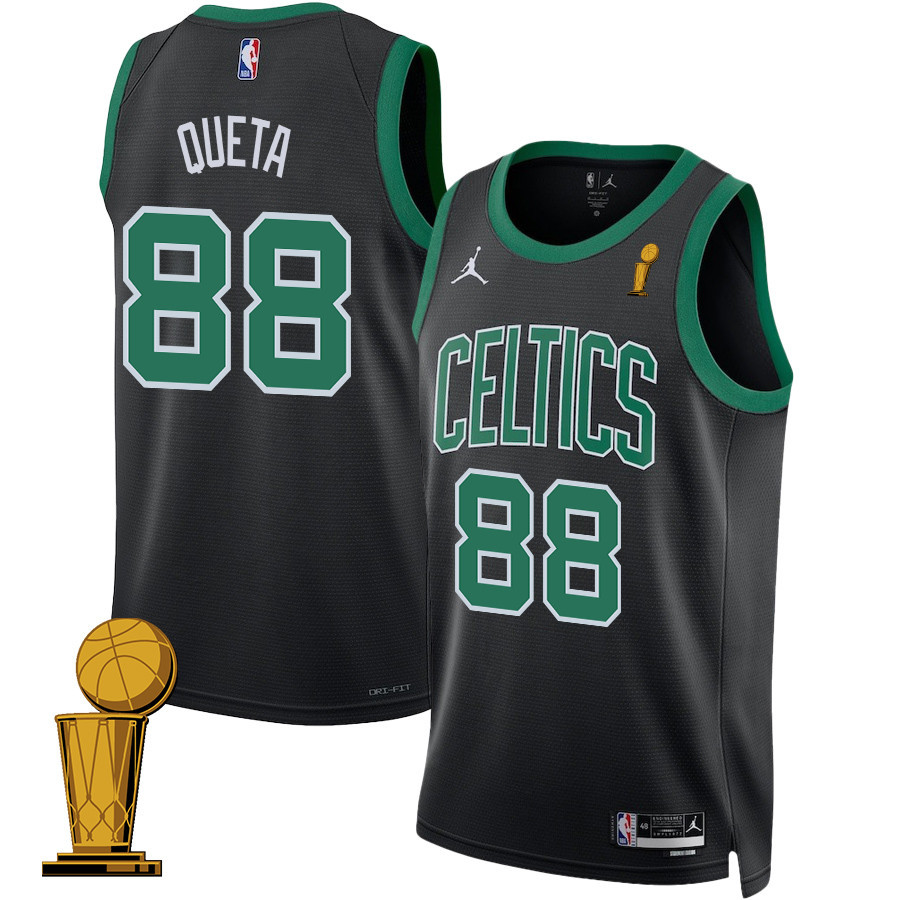 Neemias Queta 88 Boston Celtics 2024 Finals Champions Swingman Jersey - Statement Edition - Black