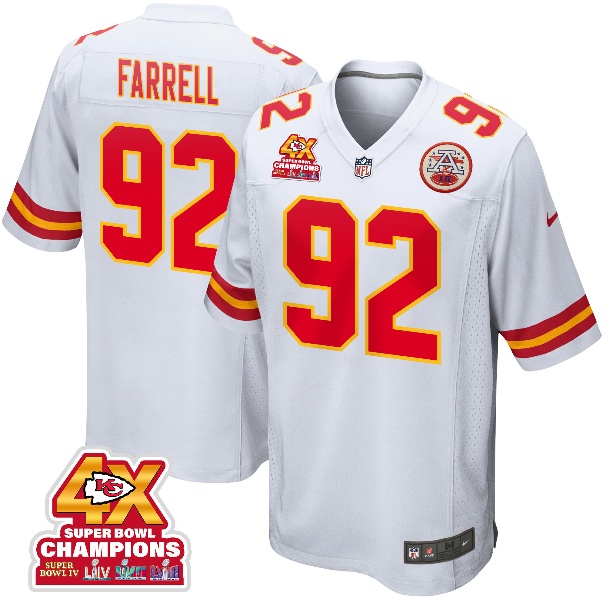 Neil Farrell 92 Kansas City Chiefs Super Bowl Lviii Champions 4x Game Men Jersey - White Js4145
