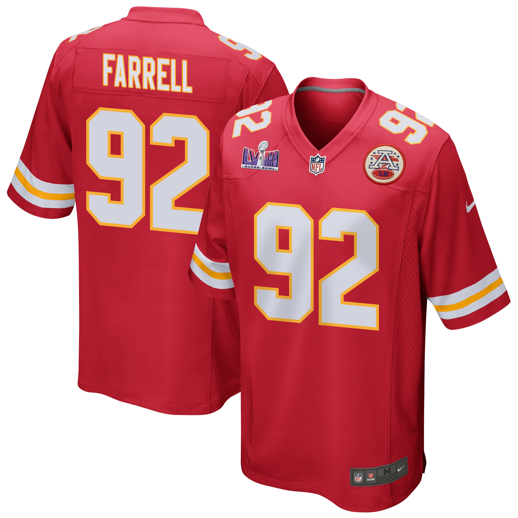 Neil Farrell 92 Kansas City Chiefs Super Bowl Lviii Patch Game Men Jersey - Red Js6529
