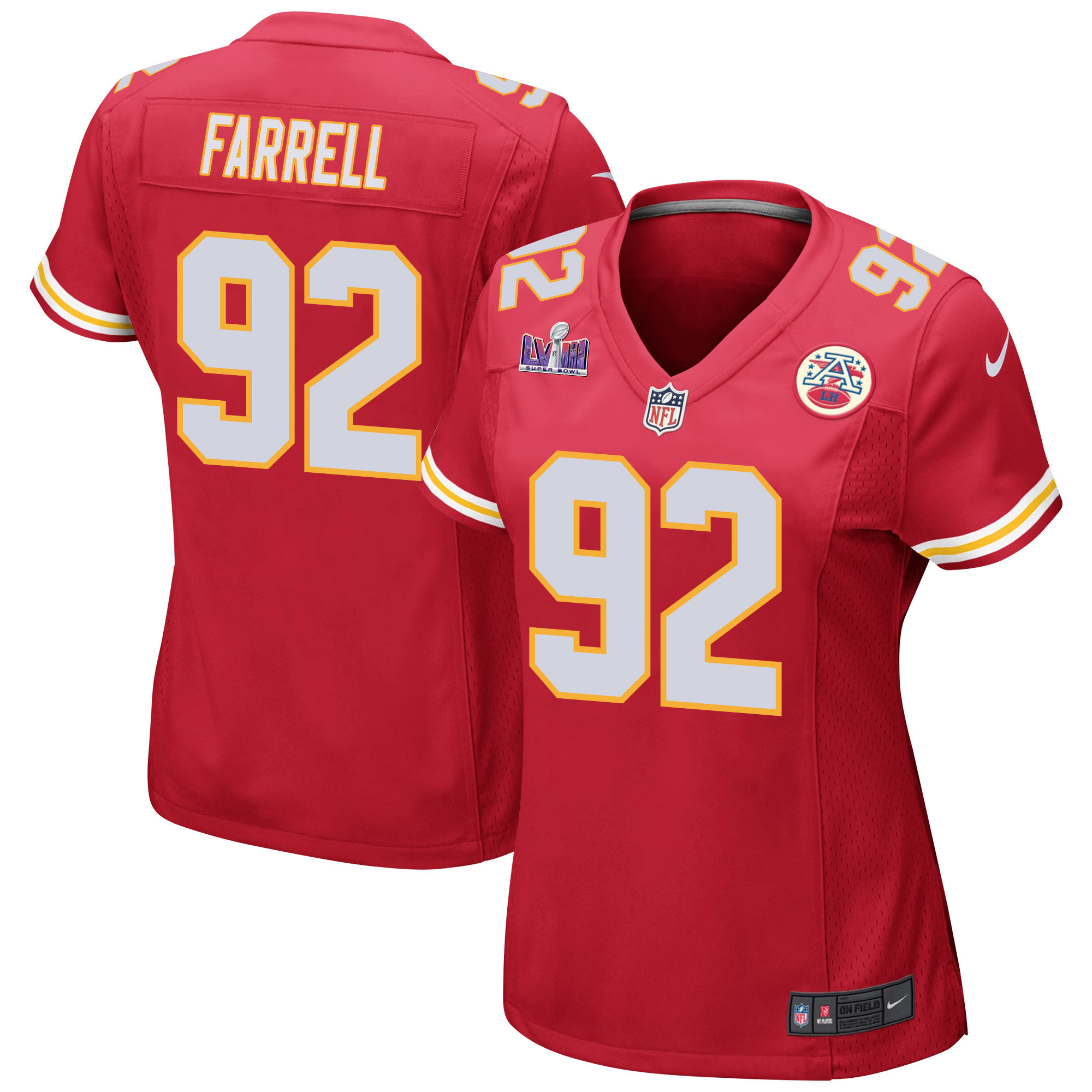 Neil Farrell 92 Kansas City Chiefs Super Bowl Lviii Patch Game Women Jersey - Red Js2304