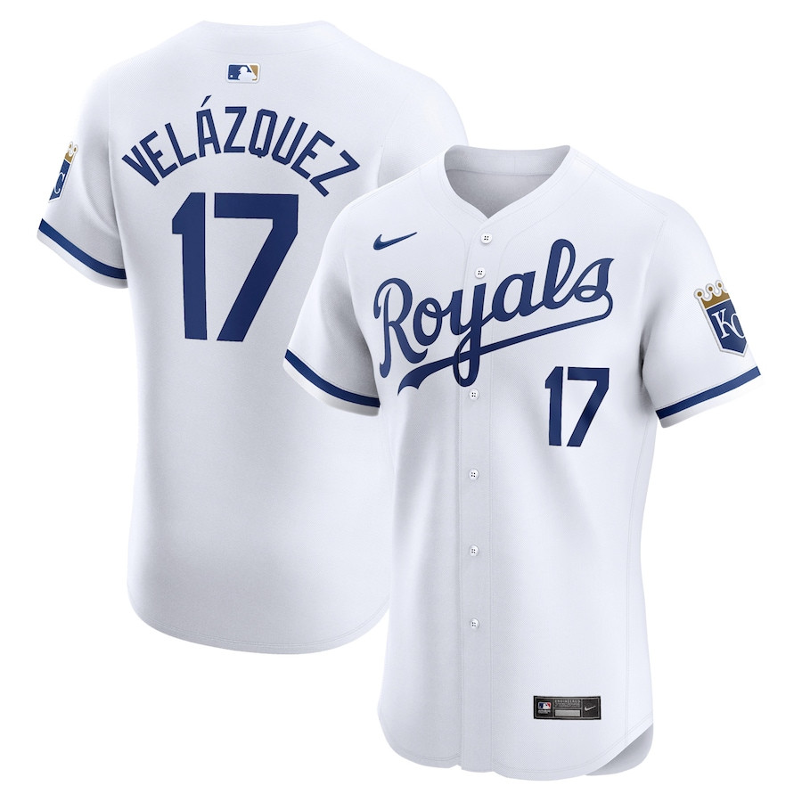 Nelson Velazquez 17 Kansas City Royals Home Elite Player Men Jersey - White
