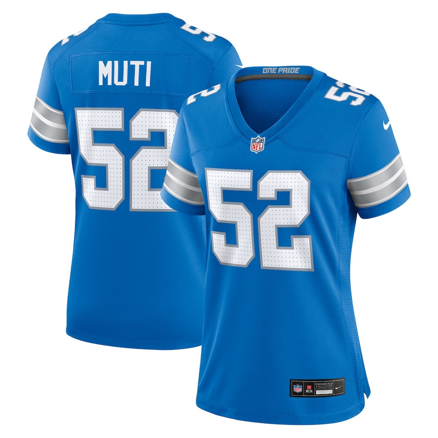 Netane Muti 52 Detroit Lions Women's Game Jersey - Blue Js4123