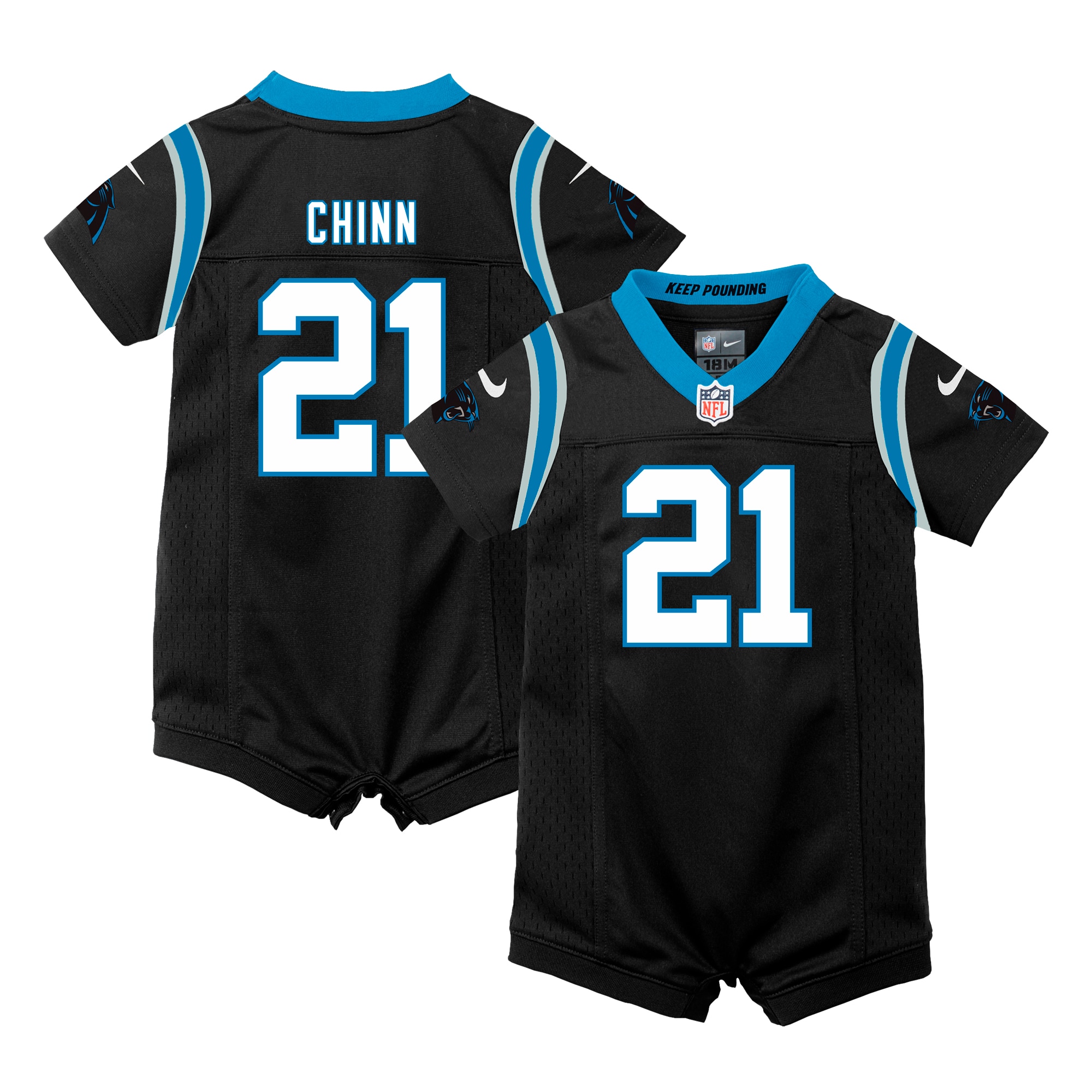 Newborn Carolina Panthers Jeremy Chinn Black Romper Game Jersey Js9803
