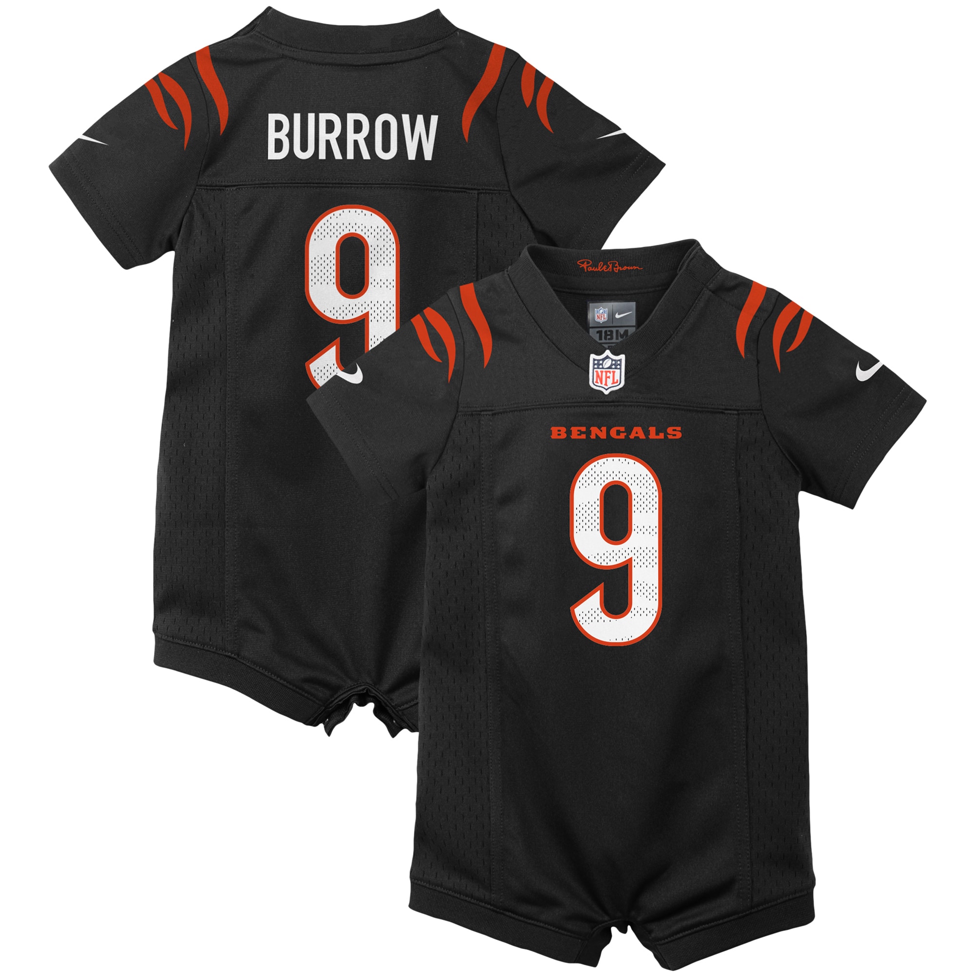 Newborn & Infant Cincinnati Bengals Joe Burrow Black Game Romper Jersey Js7000