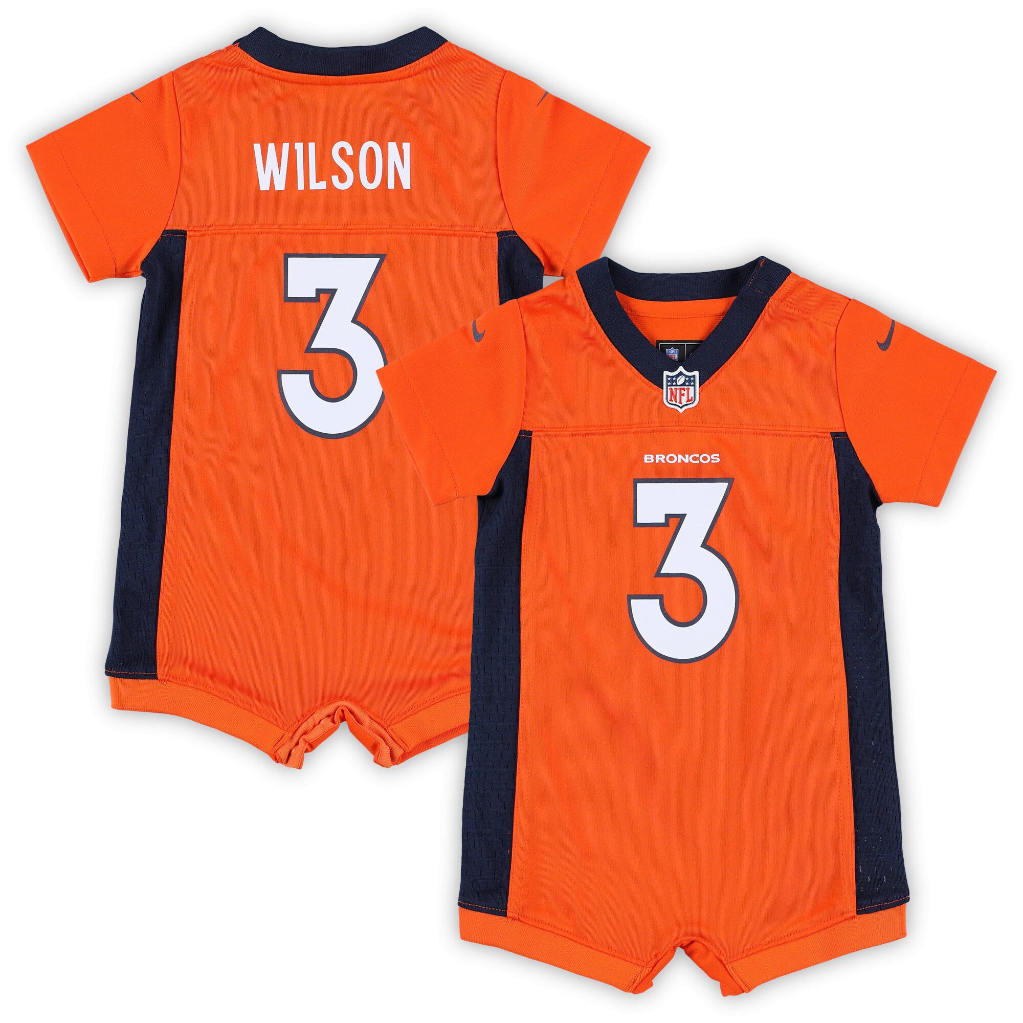 Newborn & Infant Denver Broncos Russell Wilson Orange Game Romper Jersey Js5338