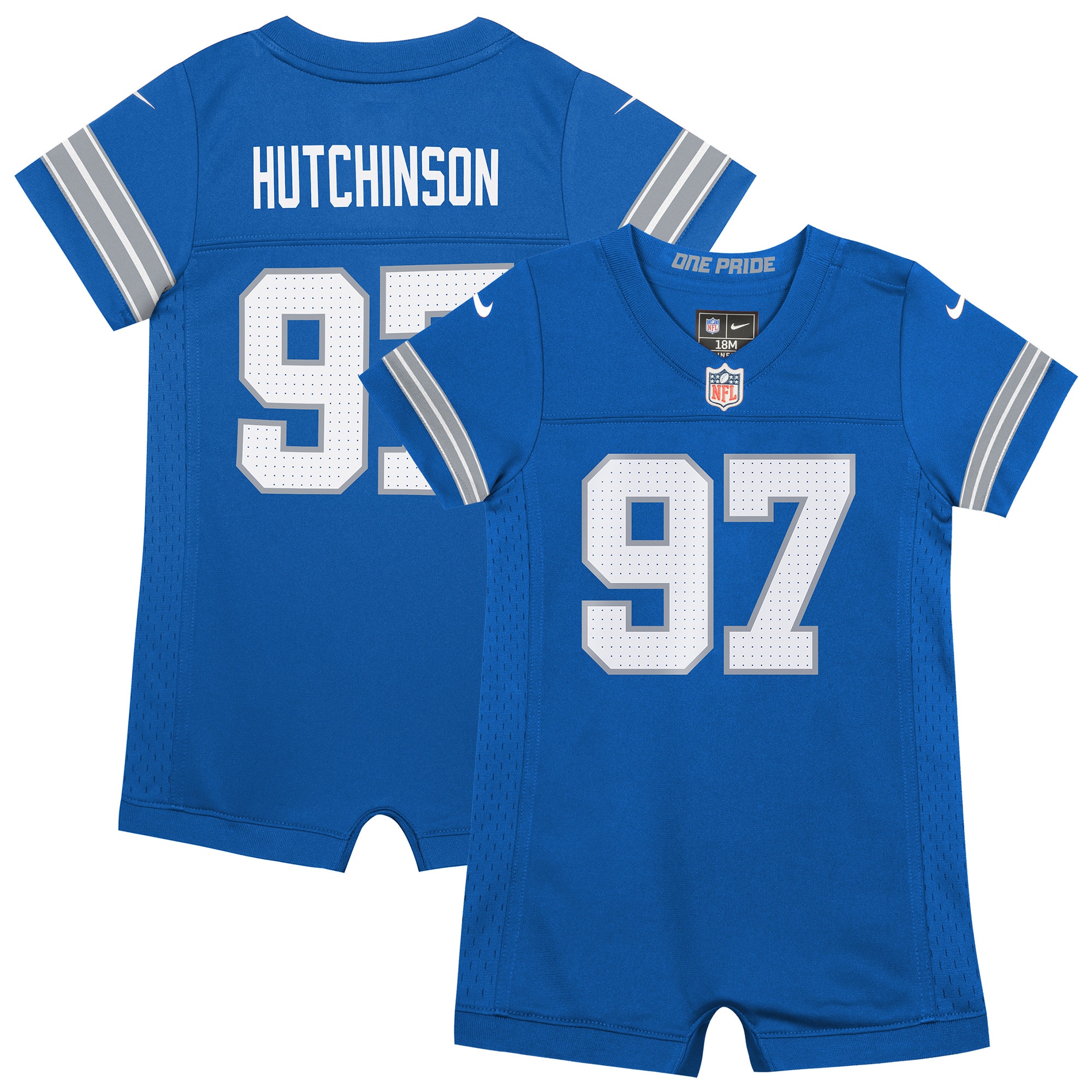 Newborn & Infant Detroit Lions Aidan Hutchinson Blue Game Romper Jersey Js1884