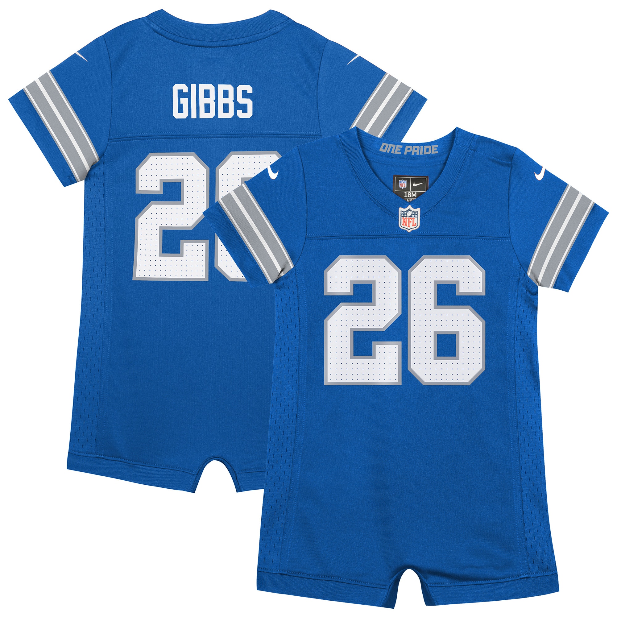 Newborn & Infant Detroit Lions Jahmyr Gibbs Blue Game Romper Jersey Js6394