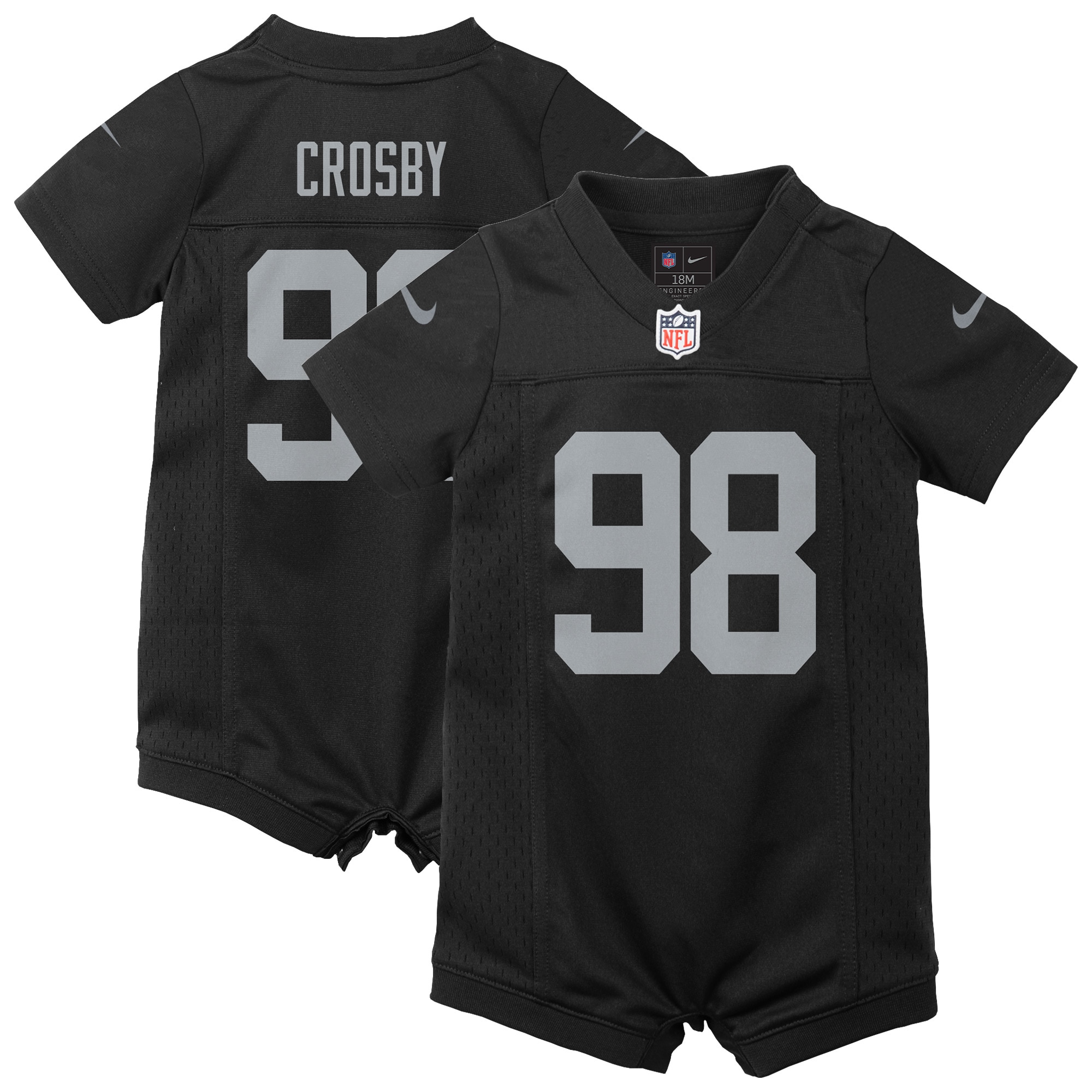 Newborn & Infant Las Vegas Raiders Maxx Crosby Black Game Romper Jersey Js8367