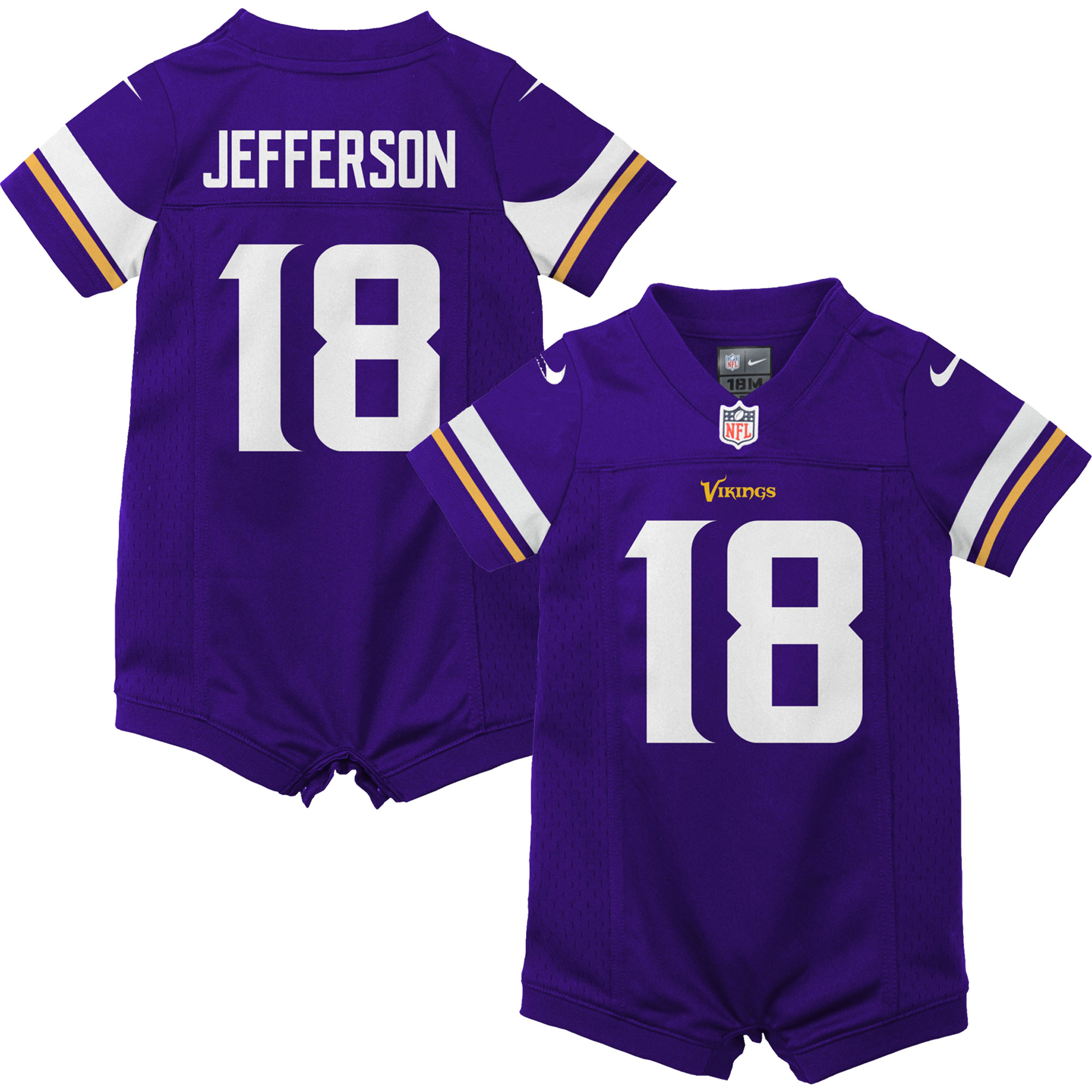 Newborn & Infant Minnesota Vikings Justin Jefferson Purple Game Romper Jersey Js7610