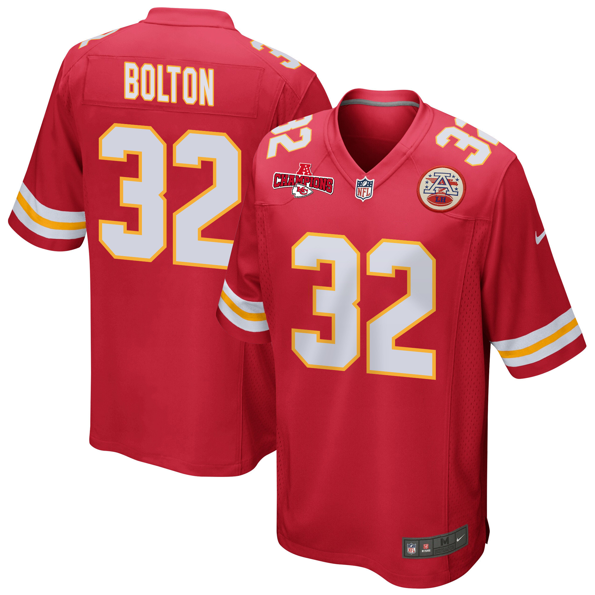 Nick Bolton 32 Kansas City Chiefs Afc Champions Patch Game Men Jersey - Red Js6948