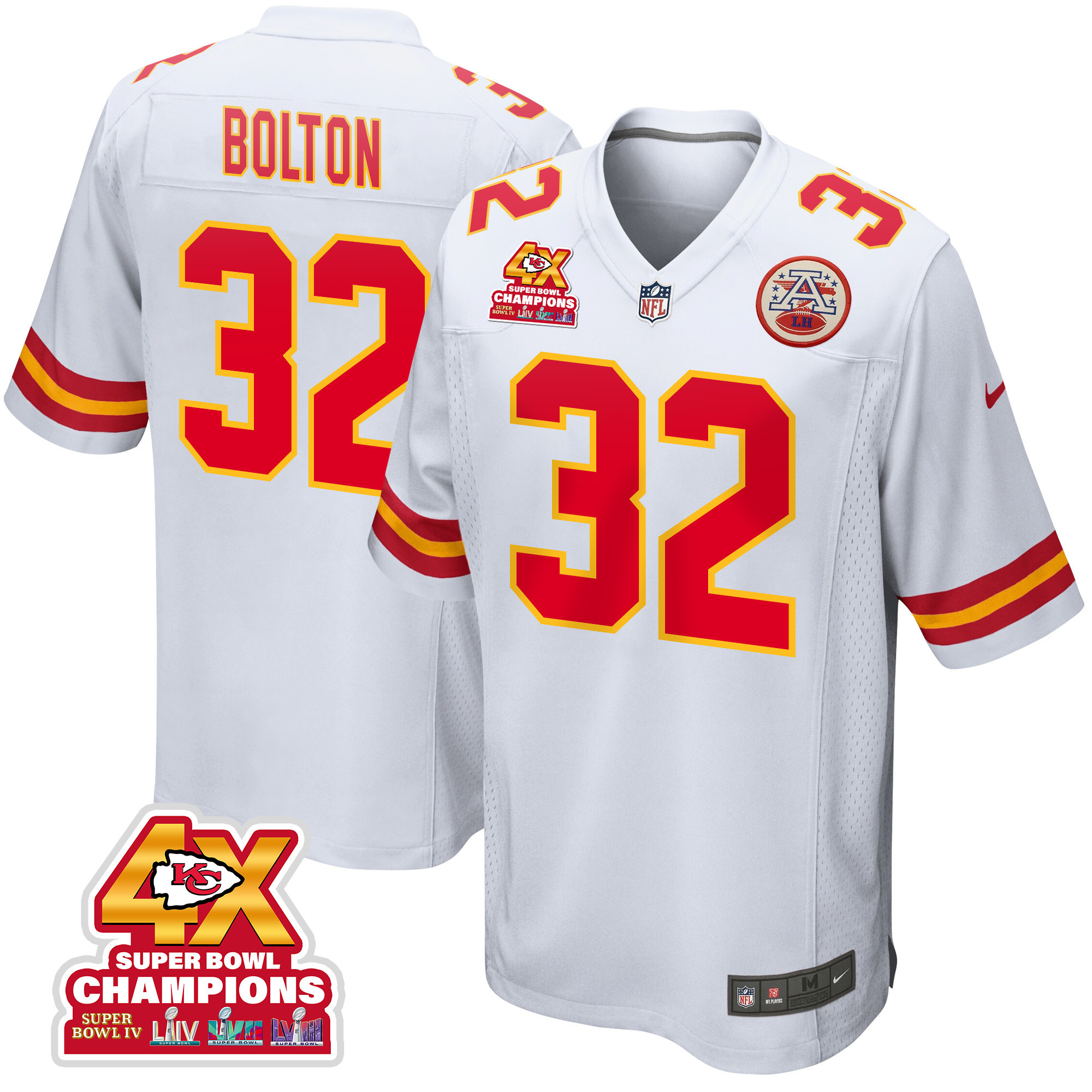 Nick Bolton 32 Kansas City Chiefs Super Bowl Lviii Champions 4x Game Men Jersey - White Js3604