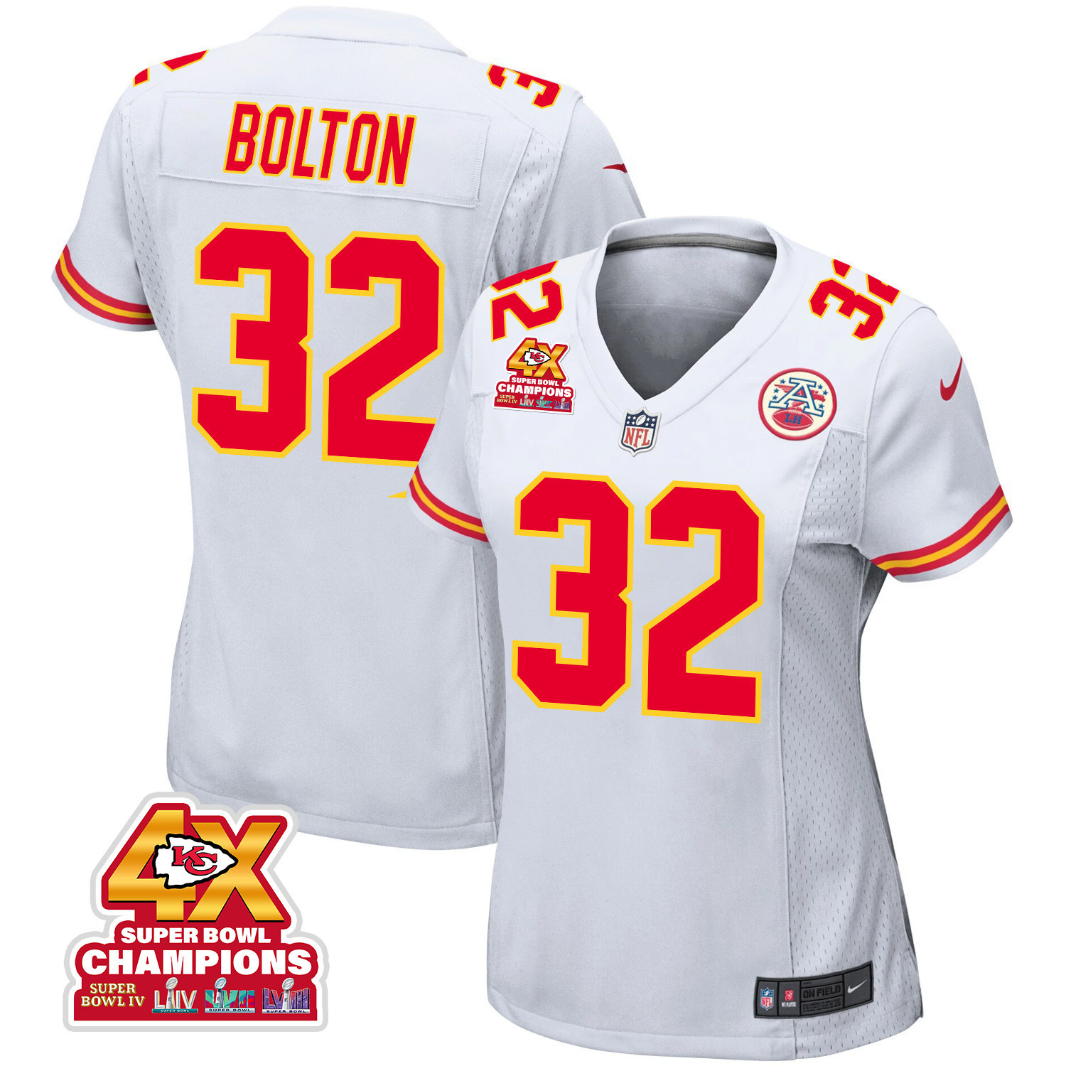 Nick Bolton 32 Kansas City Chiefs Super Bowl Lviii Champions 4x Game Women Jersey - White Js3772