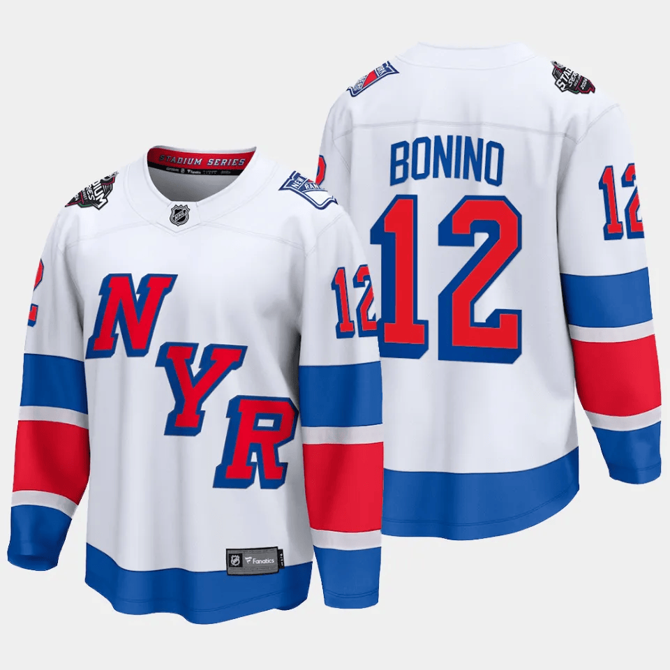 Nick Bonino 12 New York Rangers 2024 Stadium Series Patch Breakaway Jersey - Men, White