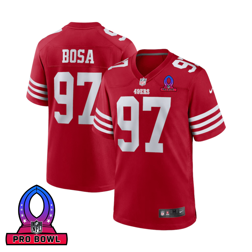 Nick Bosa 97 San Francisco 49ers 2025 Pro Bowl Patch Game Men Jersey - Scarlet Js1295