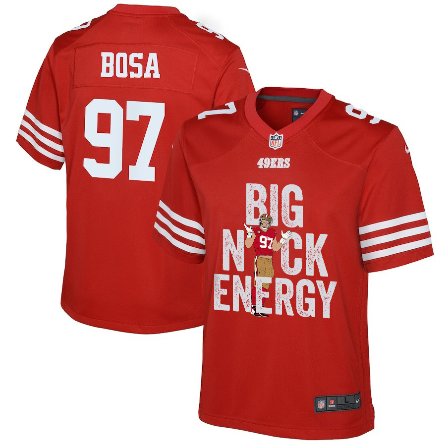 Nick Bosa 97 San Francisco 49ers Big Nick Energy Game Youth Jersey - Scarlet Js6079