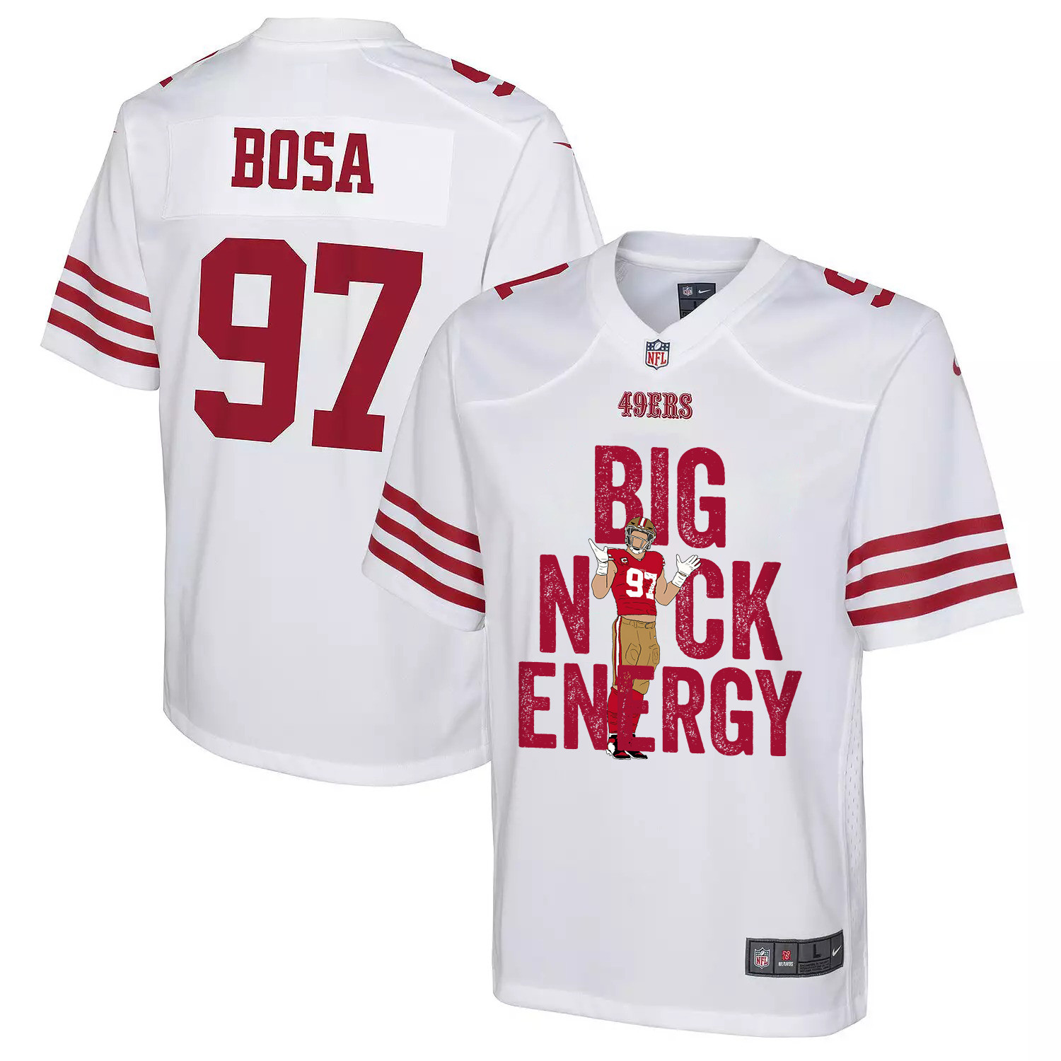 Nick Bosa 97 San Francisco 49ers Big Nick Energy Game Youth Jersey - White Js3237