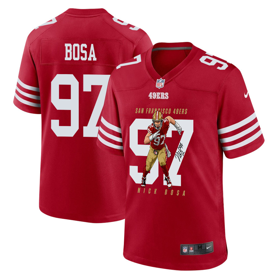Nick Bosa 97 San Francisco 49ers Run Bosa Run Game Men Jersey - Scarlet Js1284