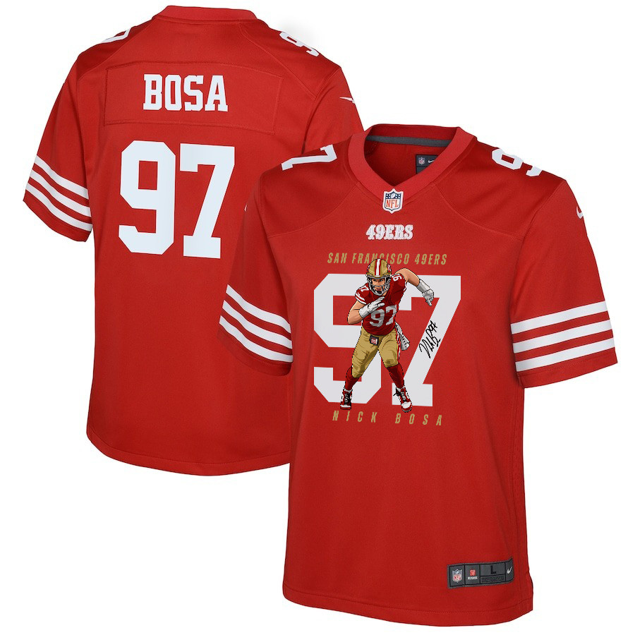 Nick Bosa 97 San Francisco 49ers Run Bosa Run Game Youth Jersey - Scarlet Js9499