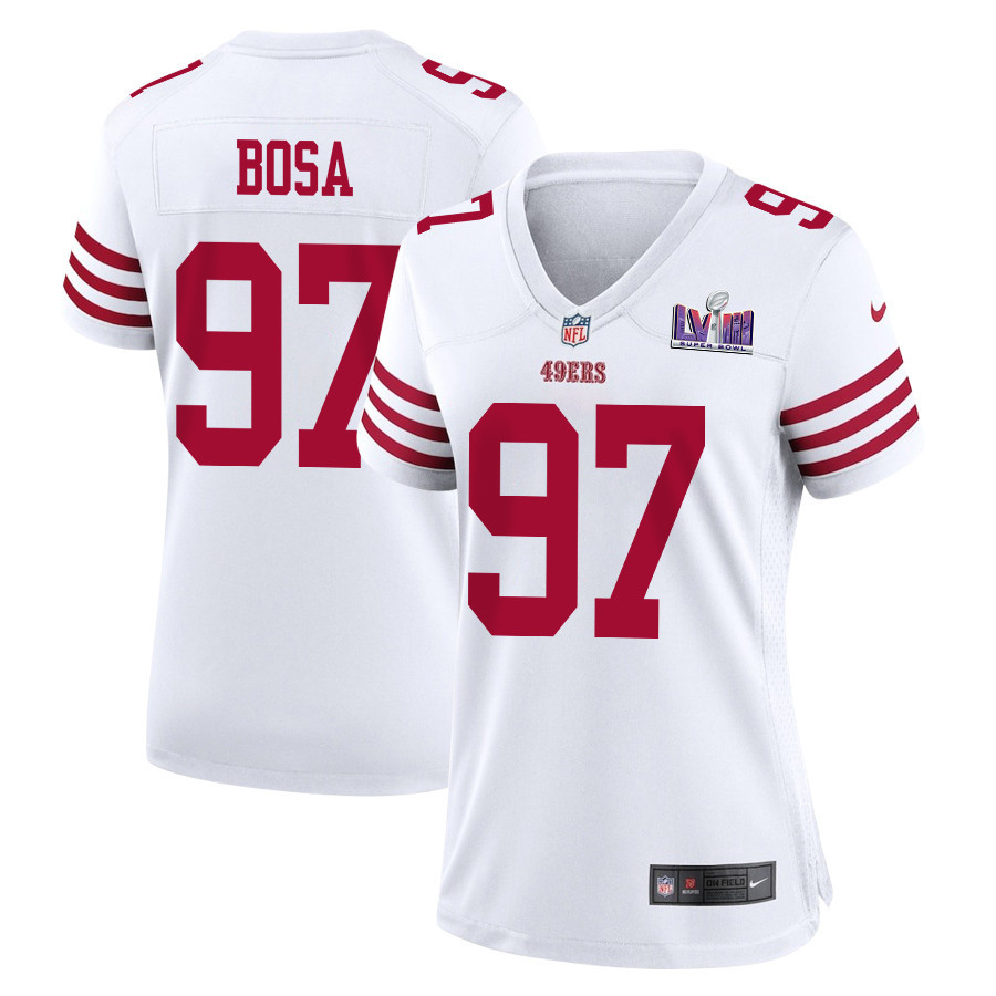 Nick Bosa 97 San Francisco 49ers Super Bowl Lviii Patch Game Women Jersey - White Js7234
