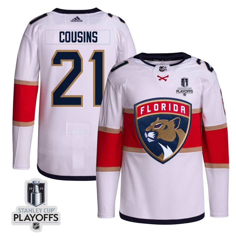 Nick Cousins 21 Florida Panthers 2024 Nhl Playoffs Patch Away Jersey Customized - Men, White
